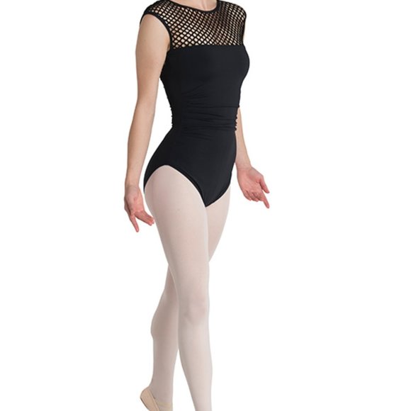 Leotard New Women's XL Dance Ballet Gymnastics Jazz Black Danshuz Fishnet Mesh - Picture 1 of 6
